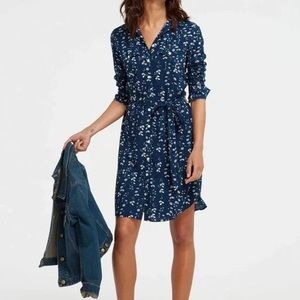 Draper James Womens Daisy Vine Blue Floral Shirt Dress Long Sleeve size 2